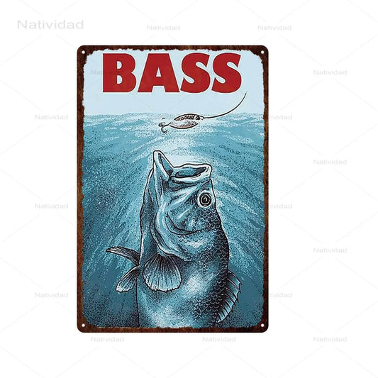 Bass Jaws Metal Sign