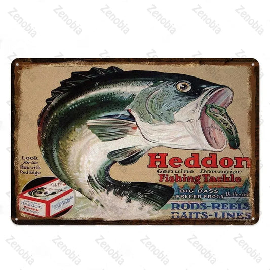 Fishing Decor Vintage Tin Sign